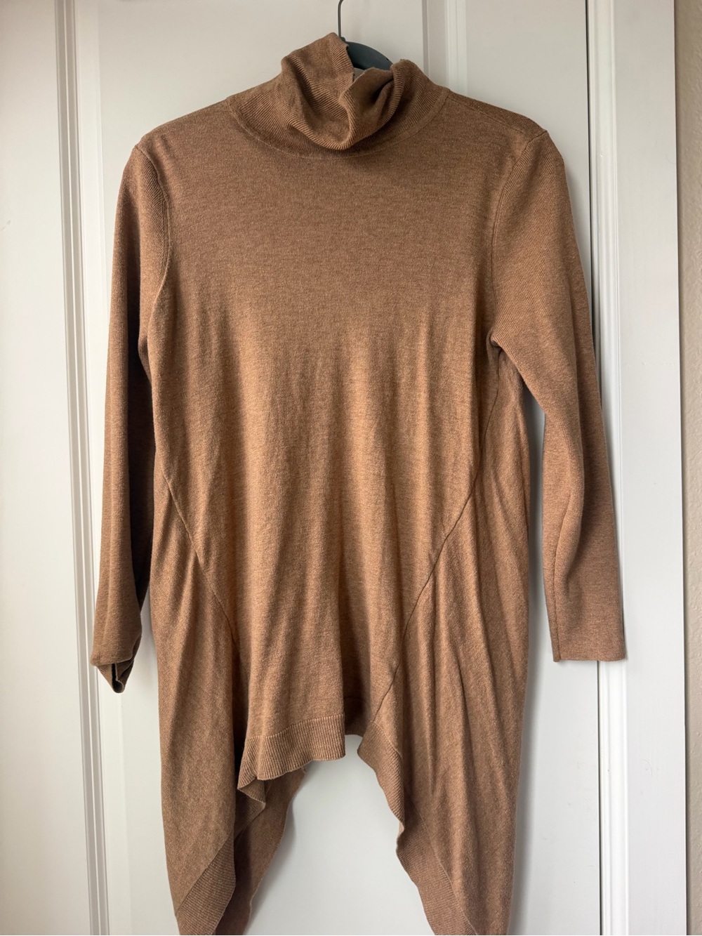 Chico's Camel Brown Draped Turtleneck Sweater